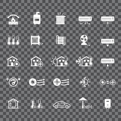 Heating and cooling systems icon set	