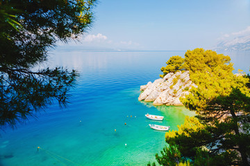 Incredible place of the calm Adriatic Sea. Location Makarska riviera, Croatia, Europe.