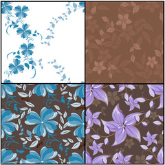 Vector spring abstract background flowers seamless pattern