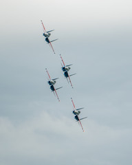 Airplanes in the sky at an air show