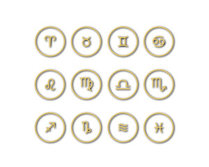 Set of golden zodiac web icons