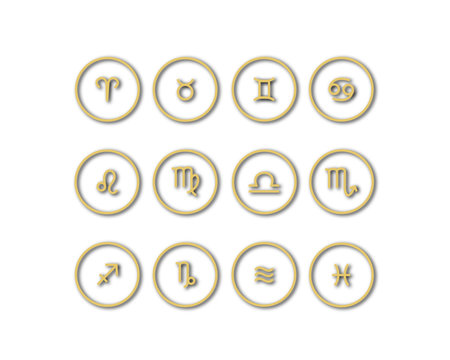 Set of golden zodiac web icons