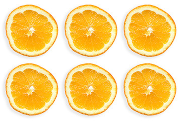 Orange slices as pattern isolated on white background