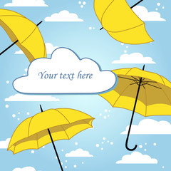 Fototapeta na wymiar Romantic card with umbrella and rain. Vector illustration