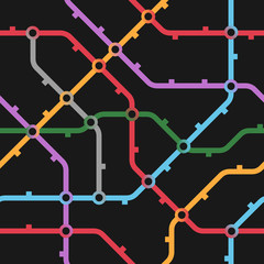 Colorful vector metro scheme on dark background