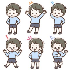 男の子の表情バリエーション斜め向き