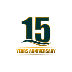 15 Years Anniversary Logo Template with ribbon