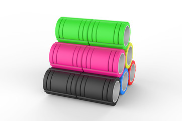 Blank Yoga Fitness Foam Roller For Branding, 3d render illustration.