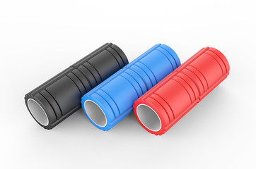 Blank Yoga Fitness Foam Roller For Branding, 3d render illustration.