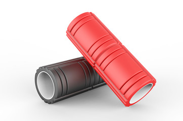 Blank Yoga Fitness Foam Roller For Branding, 3d render illustration.