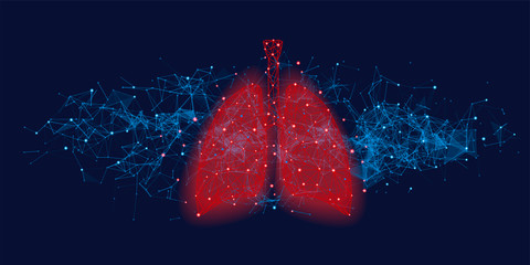 Futuristic medical concept with red human lungs