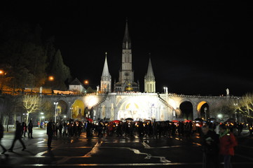 Fototapeta na wymiar Sanctuary of the Mother of God in Lourdes - pilgrimage center