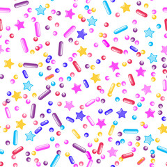 Sprinkle Cupcake Donut Topping. Seamless Pattern 