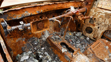 Left over interior after car went up in flames