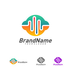 Pulse cloud logo vector template, Cloud pulse logo design concept, Icon symbol