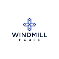 Fototapeta premium windmill logo with simple design and with house vector