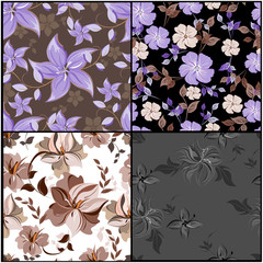 Vector spring abstract background flowers seamless pattern