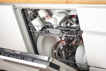 Dishwasher integrated in a modern kitchen