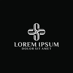 Initial letter SS logo template with classic cross font symbol in flat design monogram illustration