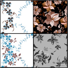 Vector spring abstract background flowers seamless pattern