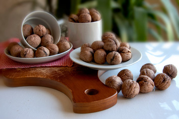 hazelnuts in a wooden bowl