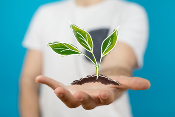 Minimal nature concept.Think Green.Ecology Concept. Environmentally friendly planet.