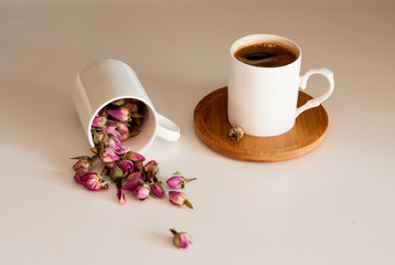 cup of coffee with flowers and hearts