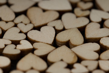 Fototapeta na wymiar The Small Wooden Hearts background