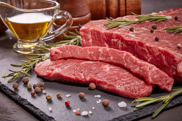 Raw fillet beef with spices