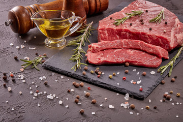 Raw fillet beef with spices