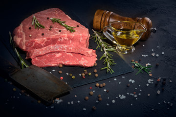 Raw fillet beef with spices