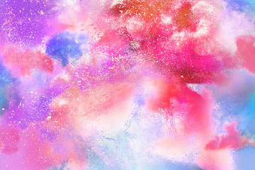 Fototapeta premium Celebrate festival Holi. Indian Holi festival of colours. Colorful powder explosion on black background.