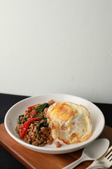 Thailand street food is called Pad Ka Prao Khai Dao.