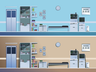 Hospital ward for sick patients. Vector.