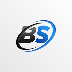 Initial Letters BS Logo with Circle Swoosh Element	