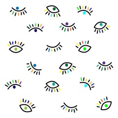 Vector simple bright pattern with third eye on a white background