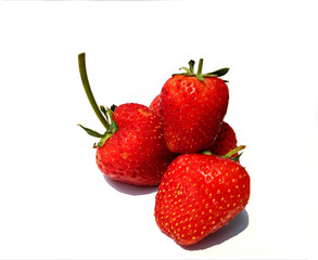 fresh strawberries isolated on white background