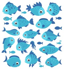 Stylized fishes theme set 3