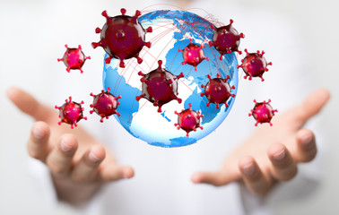 mikro digital epidemic corona virus nCoV , Novel Coronavirus 19-NCP. nCoV denoted is...