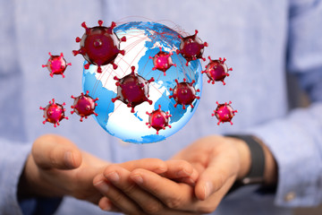 contagious coronavirus pandemic, dangerous virus outbreak 3d.