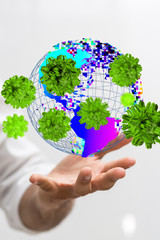 mikro digital epidemic corona virus nCoV , Novel Coronavirus 19-NCP. nCoV denoted is single-stranded RNA virus 3d.