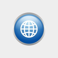 simple website or internet glossy icon with blue color design, circle glossy button template vector for website, advertising, print 