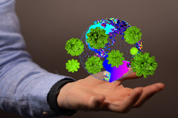 flu virus attack digital 3d  epidemic.