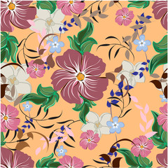 Vector spring abstract background flowers seamless pattern