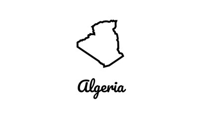 Algeria outline map national borders country shape
