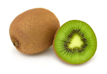 Obraz premium Kiwi and half kiwi fruit isolated on white background.