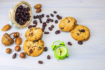 Oatmeal cookies with nuts and cranberries