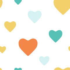 Seamless vector pattern with colorful hearts. Cute vector pattern for fabric, wallpapers, prints, cards and posters. Vector background with hearts for wedding and Valentine's day