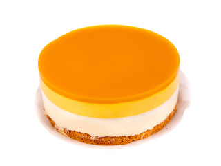 Cheesecake isolated on white background.