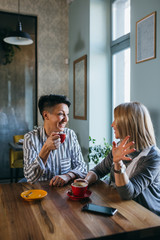 women on coffee break at cafeteria